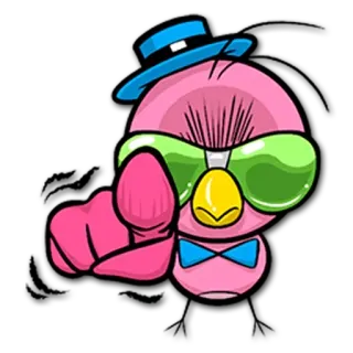 👆 Cartoon, Vogel, Hut, Zeigen, Figur telegram sticker