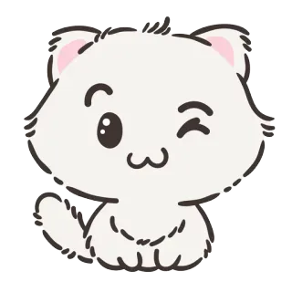 🐱 cat, animal, cute, kawaii, pet, winking, happy, illustration telegram sticker