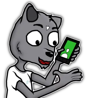 📱 lobo, telefone, desenho animado, antropomórfico telegram sticker