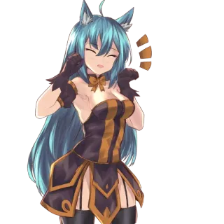 😋 anime, cat girl, blue hair, smile, cute telegram sticker