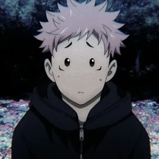 ✨ anime, triste, chico, sudadera con capucha, personaje telegram sticker