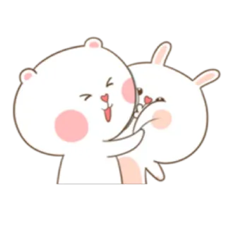 😚 bear, rabbit, hug, cute, cartoon whatsapp sticker