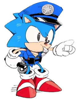 👮 Sonic Соник ёж, полицейский, персонаж видеоигры, мультфильм, синий ёж telegram sticker