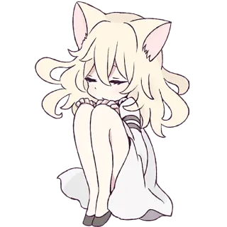😓 Katzenmädchen, Anime, Manga, Süß, Kawaii, Cartoon, Illustration telegram sticker