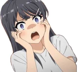 😱 Mai Sakurajima Rascal Does Not Dream of Bunny Girl Senpai anime, garota, surpresa, fofa, Sakurajima, Mai telegram sticker