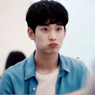 😳 hombre, coreano, camisa azul, asiático, persona, retrato telegram sticker
