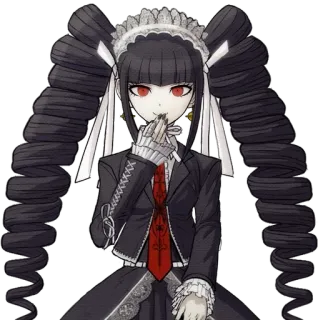 🃏 Celestia Ludenberg Danganronpa anime, jogo, gótico, olhos vermelhos, maria chiquinha telegram sticker