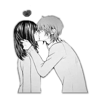 ♥️ beso, amor, anime, manga, pareja, romance telegram sticker