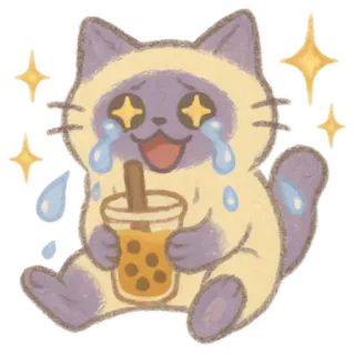 🐈‍⬛ chat, boba, pleurer, mignon, autocollant whatsapp sticker