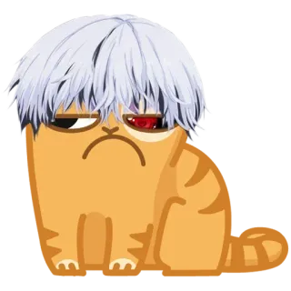🤨 Kaneki Ken Tokyo Ghoul 애니메이션, 고양이, 만화, 카네키 켄, 도쿄 구울, 만화, 스티커 telegram sticker