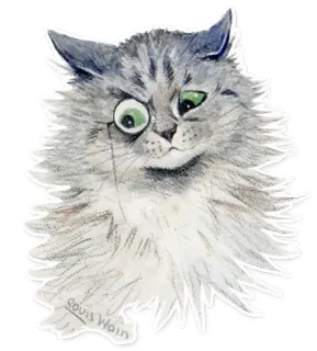 😾 Louis Wain cat, monocle, vintage, cute, animal, pet, Louis Wain, drawing telegram sticker