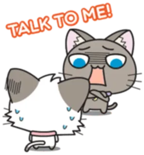 😥 TALK TO ME! cat, cartoon, talk, cute, animal, sticker whatsapp sticker