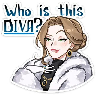 ⭐ Who is this DIVA? Diwa, Kobieta, Futro, Postawa, Pytanie, Naklejka telegram sticker