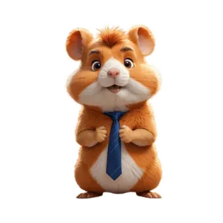 🐹 hamster, cute, cartoon, animal, tie, orange, rodent telegram sticker