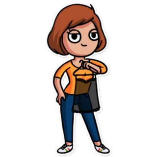 🤓 cartoon, vrouw, personage, shoppen, casual, sticker telegram sticker