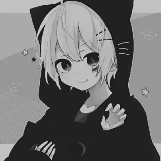 🎟 Anime, Anak laki-laki, Kucing, Telinga, Hoodie, Lucu, Kawaii telegram sticker
