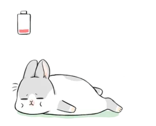 😊 conejo, durmiendo, batería baja, cansado, animal, dibujos animados telegram sticker