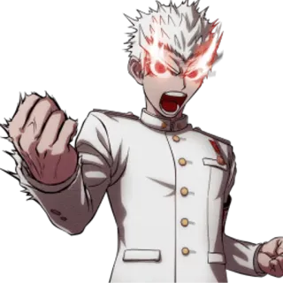 😡 Kiyotaka Ishimaru Danganronpa Anime, Manga, Arrabbiato, Personaggio, Capelli bianchi, Uniforme scolastica, Occhi rossi telegram sticker