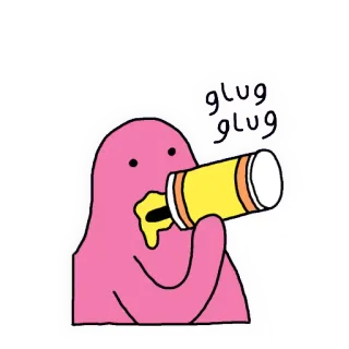 🍺 glug glug 飲む, 漫画, ブロブ, ゴクゴク, 飲み物 telegram sticker