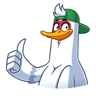 👍 鸭子, 卡通, 点赞, 鸟, 动物, 贴纸 telegram sticker