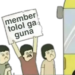 🖕 member tolol ga guna Мультфильм, Протест, Раздраженный, Группа, Знак telegram sticker