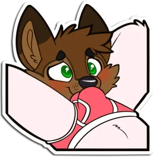 😳 furry, anthropomorphic, cute, blushing, wolf, fox, cartoon, shy telegram sticker