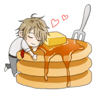 🍰 bánh kếp, thức ăn, dễ thương, hoạt hình, bơ, si rô cây phong, tráng miệng telegram sticker