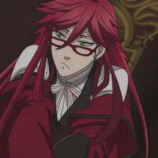 😒 Grell Sutcliff Black Butler Anime, Manga, Capelli rossi, Mietitore, Occhiali telegram sticker