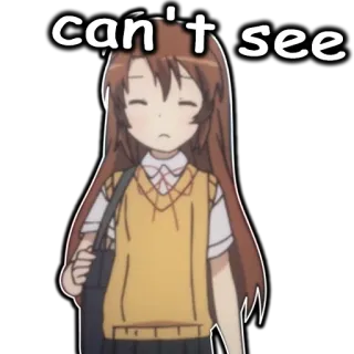 😑 I can't see Anime, Sedih, Mata tertutup, Gadis, Kartun, Ekspresi telegram sticker