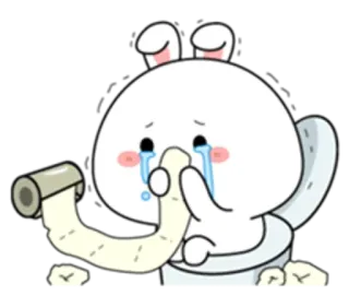 😚 thỏ, buồn, khóc, giấy vệ sinh, kawaii, dễ thương, hoạt hình telegram sticker