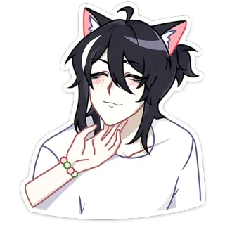 😻 кошачьи ушки, аниме, манга, мило, каваи, наклейка telegram sticker