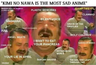 😢 KIMI NO NAWA IS THE MOST SAD ANIME anime, meme, sad telegram sticker