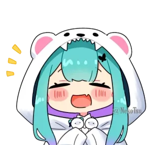😄 @NekoTsu かわいい, アニメ, カワイイ, ちび, クマ, パーカー telegram sticker