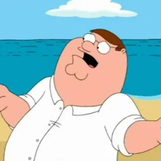 😳 Peter Griffin Family Guy Cartoon, animiert, Strand, verwirrt, fragend telegram sticker