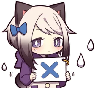 ❌ Anime, Triste, Rejeté, Échec, Kawaii, Croix whatsapp sticker