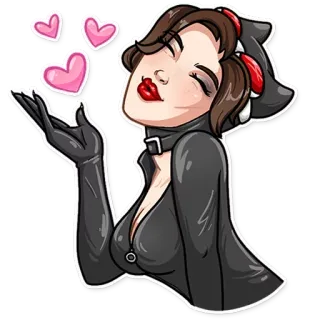 😍 Frau, Catwoman, Cartoon, Herzen, Liebe, Kuss, Anime, Sticker telegram sticker