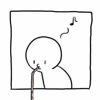 😂 omino stilizzato, bere, cannuccia, musica, scarabocchio whatsapp sticker