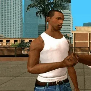 🔪 CJ Grand Theft Auto cj, gta, เกม, ตัวละคร, ต่อสู้ telegram sticker