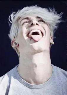 😝 人物, 年轻人, 肖像, 舌头, 白发, 张嘴 telegram sticker