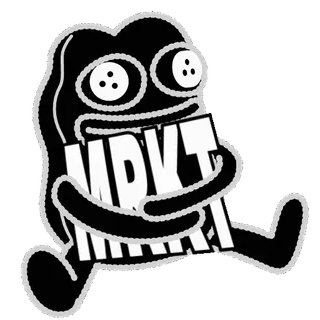 🐸 MRKT MRKT, Monster, Knopfaugen, Cartoon, Schwarzweiß telegram sticker