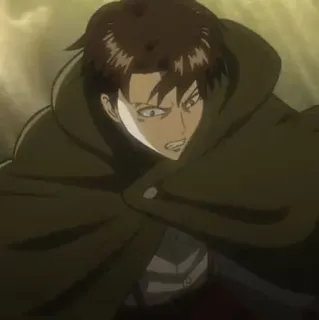 🗿 Levi Ackerman Attack on Titan Anime, Atak Tytanów, Levi Ackerman, Żołnierz, Wojsko, Przemoc telegram sticker