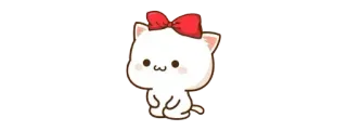 🫖 kucing, imut, kawaii, stiker, kucing putih, pita merah, kucing kartun telegram sticker