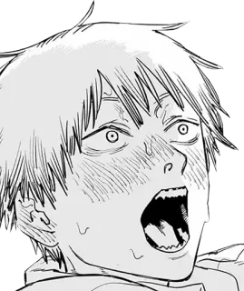 😲 Denji Chainsaw Man Anime, Manga, Chainsaw Man, Denji, Schockiert, Lustig, Ausdruck whatsapp sticker