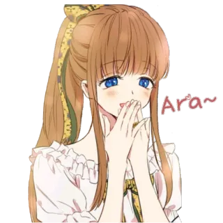 🤭 Ara~ anime, menina, fofa, expressão, feliz whatsapp sticker