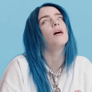 🌊 Billie Eilish Billie Eilish, piosenkarka, gwiazda pop, muzyk, celebrytka, niebieskie włosy telegram sticker