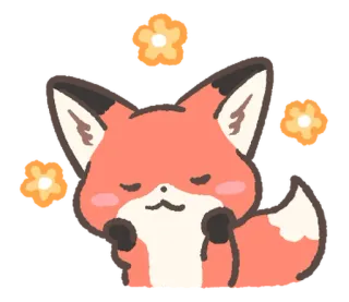 😚 キツネ, 動物, かわいい, 花, 漫画 telegram sticker