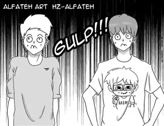 😵 GULP!!! engolir, nervoso, quadrinho, mangá, desenho animado, suor telegram sticker