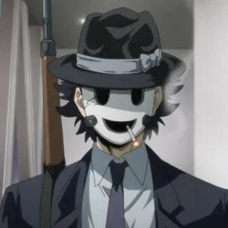 🚬 Anime, Máscara de francotirador, Máscara, Fumando, Rifle telegram sticker