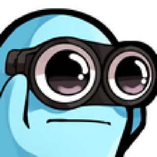 😶 binoculars, cartoon, eyes, searching, blue telegram sticker