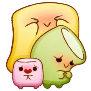 😔 carino, kawaii, cartone animato, amichevole, illustrazione whatsapp sticker